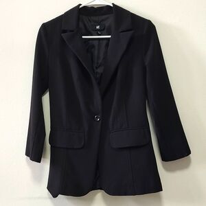 Black Blazer with Pinstripe Lined Cuffs